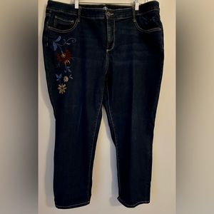 Floral Embroidered Plus Jeans